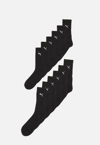 Chaussettes en coton noires, présentant une texture côtelée et un logo blanc, regroupées en un ensemble de dix. Chaque chaussette possède un embout et un talon renforcés.