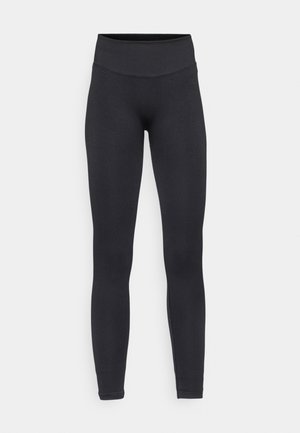 Mustad mustad, millel on elastne kangas, kõrge vöökoht, seamless disain ja kitsas jalg, sobib erinevateks tegevusteks.