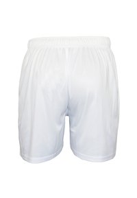 Shorts atletici albaștri dintr-un material fin și ușor, cu talie elastică și fără modele vizibile sau detalii suplimentare.