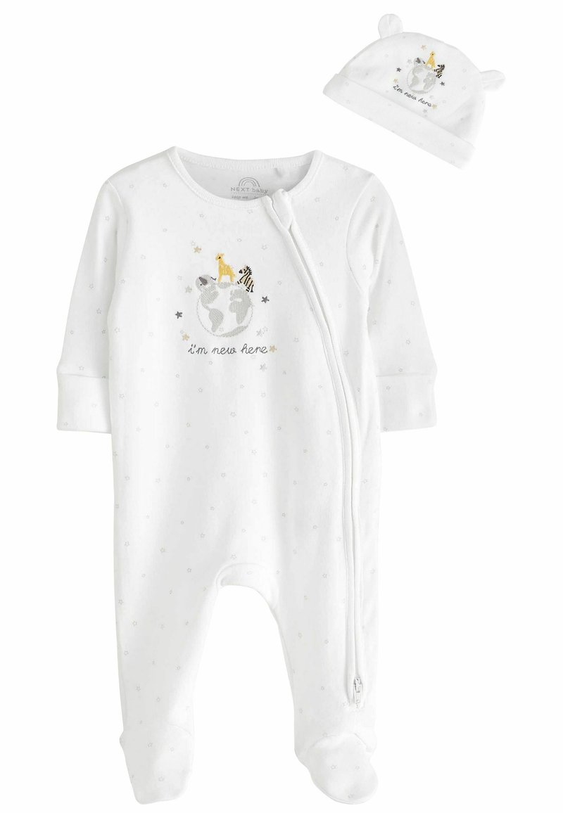 Next - IM NEW HERE SLEEPSUIT AND HAT SET - Kruippakje - white, Vergroten