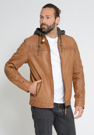 Veste en cuir - cognac