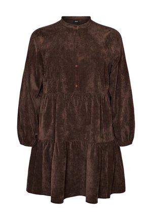 Zizzi, CORDKLEID IN A-LINIE MIT STEHKRAGEN - Φόρεμα ημέρας - braun
