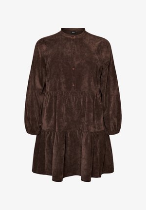 Zizzi, CORDKLEID IN A-LINIE MIT STEHKRAGEN - Φόρεμα ημέρας - braun