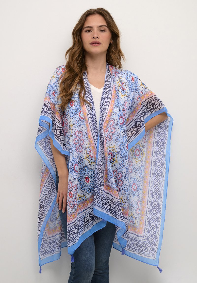 BLUE AND CREAM FLORAL CAPE main image 1