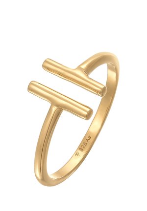 Gold-toned open ring featuring two parallel horizontal bar ends with "925 Ag" silver purity stamp inside band.