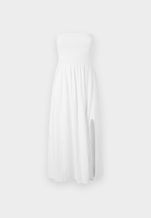 Hollister Co. STRAPLESS LINEN DROP WAIST CHANNELED MIDI DRESS - Robe de jour - bright white