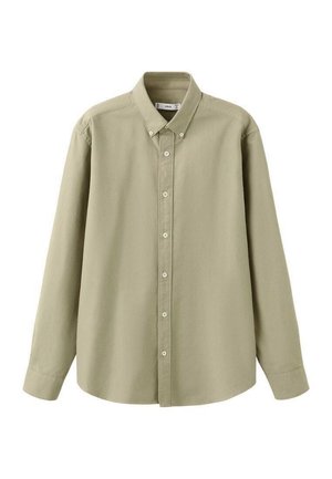 Lichtgroen overhemd met lange mouwen, gemaakt van zacht materiaal, voorzien van een klassieke kraag en knoopsluiting aan de voorkant met een relaxte pasvorm.