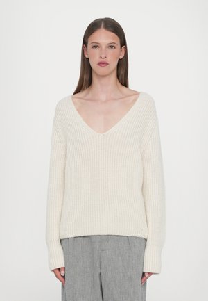V NECK LONG SLEEVE - Striktrøje - ivory