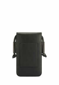 Czarna skórzana torba na ramię o gładkiej fakturze, prostokątnym kształcie, przedniej kieszeni na zamek oraz węzłowym akcentem na rączkach.