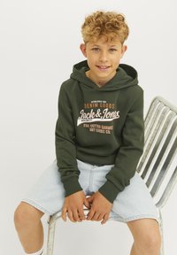 Jack & Jones Junior LOGO MINI - Felpa con cappuccio - kombu green