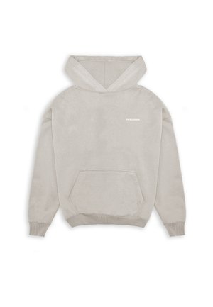 Hellgrauer Kapuzenpullover mit Kängurutasche vorne und kleinem weißem "PEGADOR"-Logo auf der Brust.