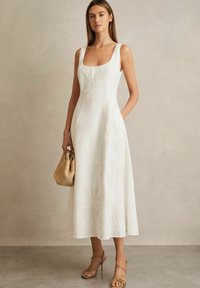 Reiss REGULAR FIT-ELISE FLORAL EMBROIDERED MIDI  - Denn�í šaty - ivory