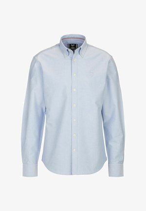 Lichtblauw overhemd met knopen van katoen, met een puntkraag, lange mouwen en kleine logo- borduursel op de borst.
