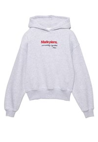 EMBROIDERED SLOGAN - Kapucnis pulóver - light grey