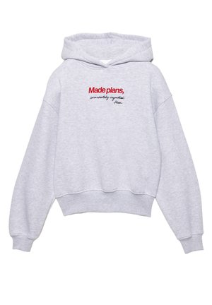 EMBROIDERED SLOGAN - Sweat à capuche - light grey