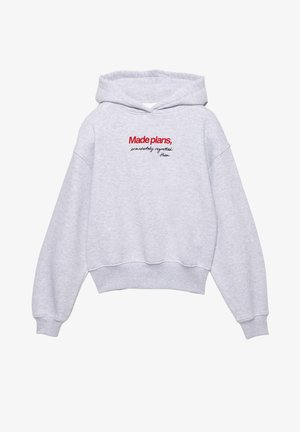 EMBROIDERED SLOGAN - Sweat à capuche - light grey