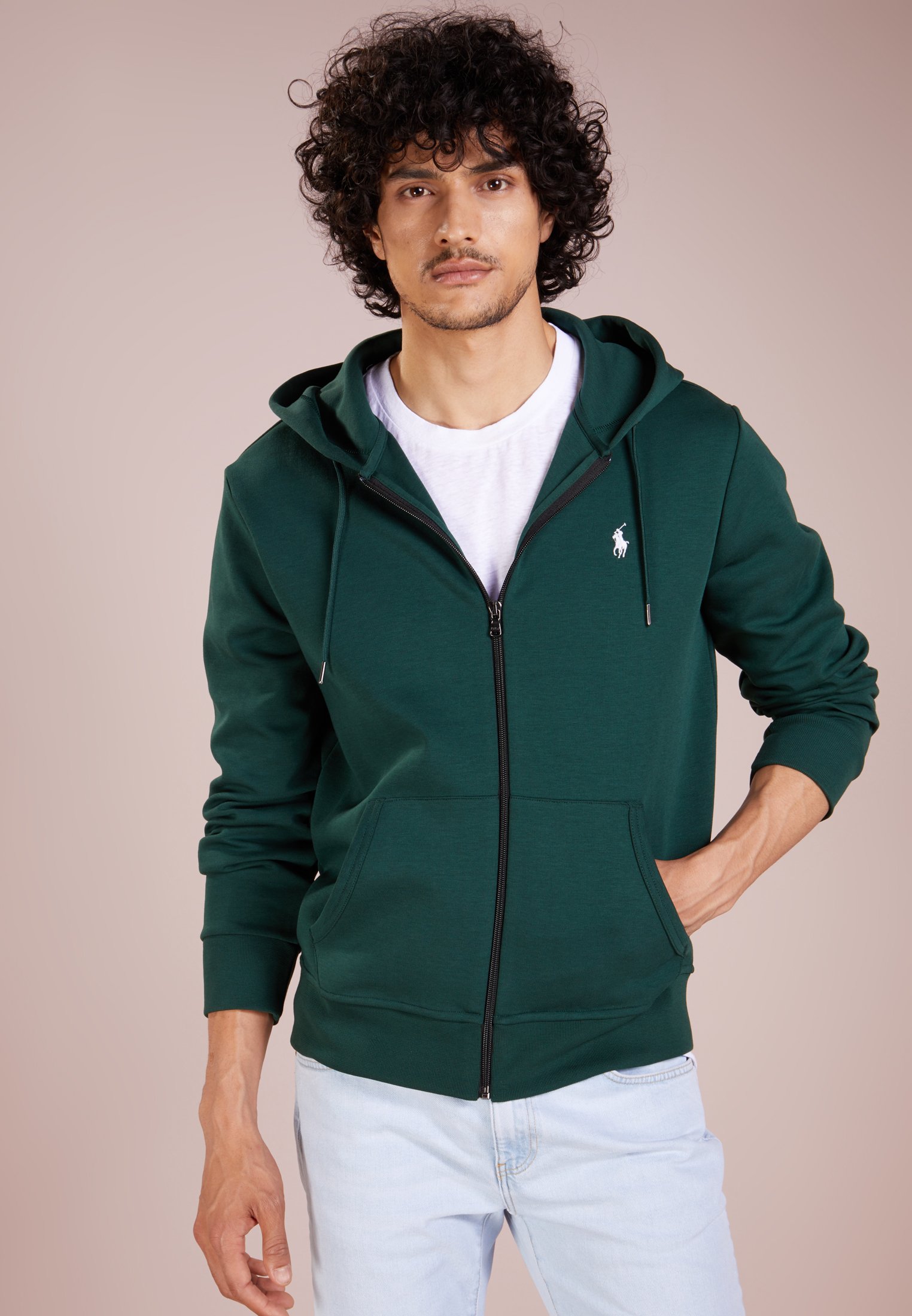 green polo zip up hoodie