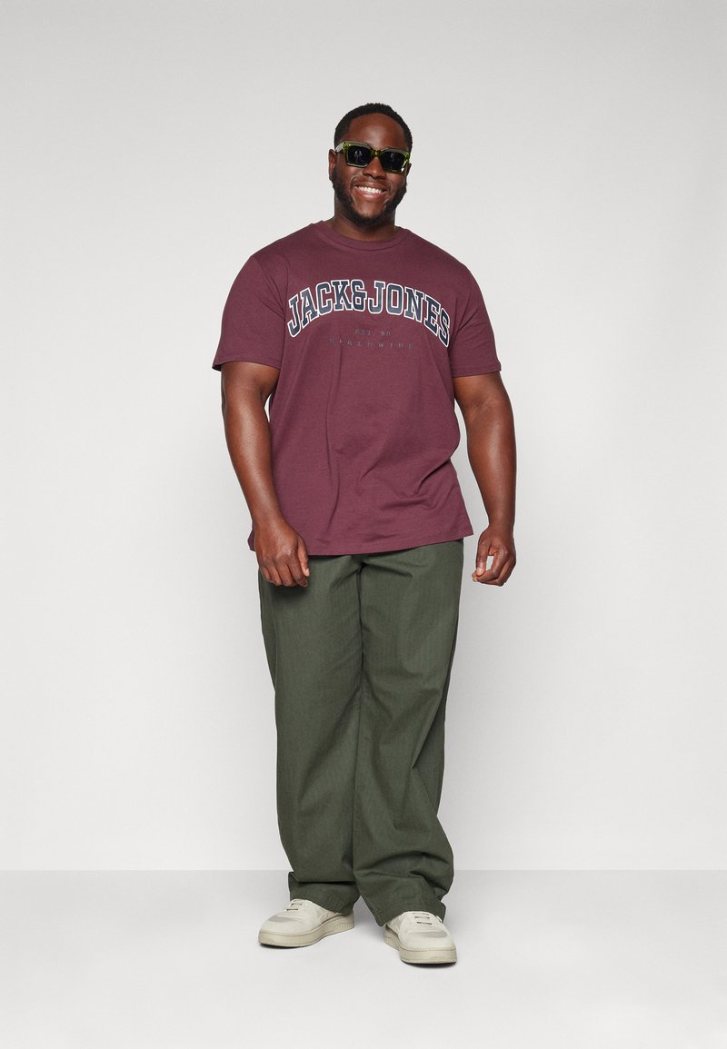 Jack & Jones JJECALEB VARSITY TEE NECK 3 PACK - T-shirts print - black/navyblazer/vineyardwine