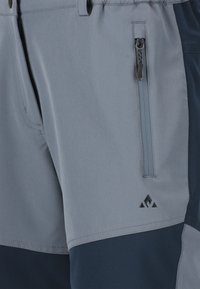 Herraktiva shorts i ljusgrått och marinblått, tillverkade av lätt tyg. Har en ficka med dragkedja och design med kontrasterande paneler.