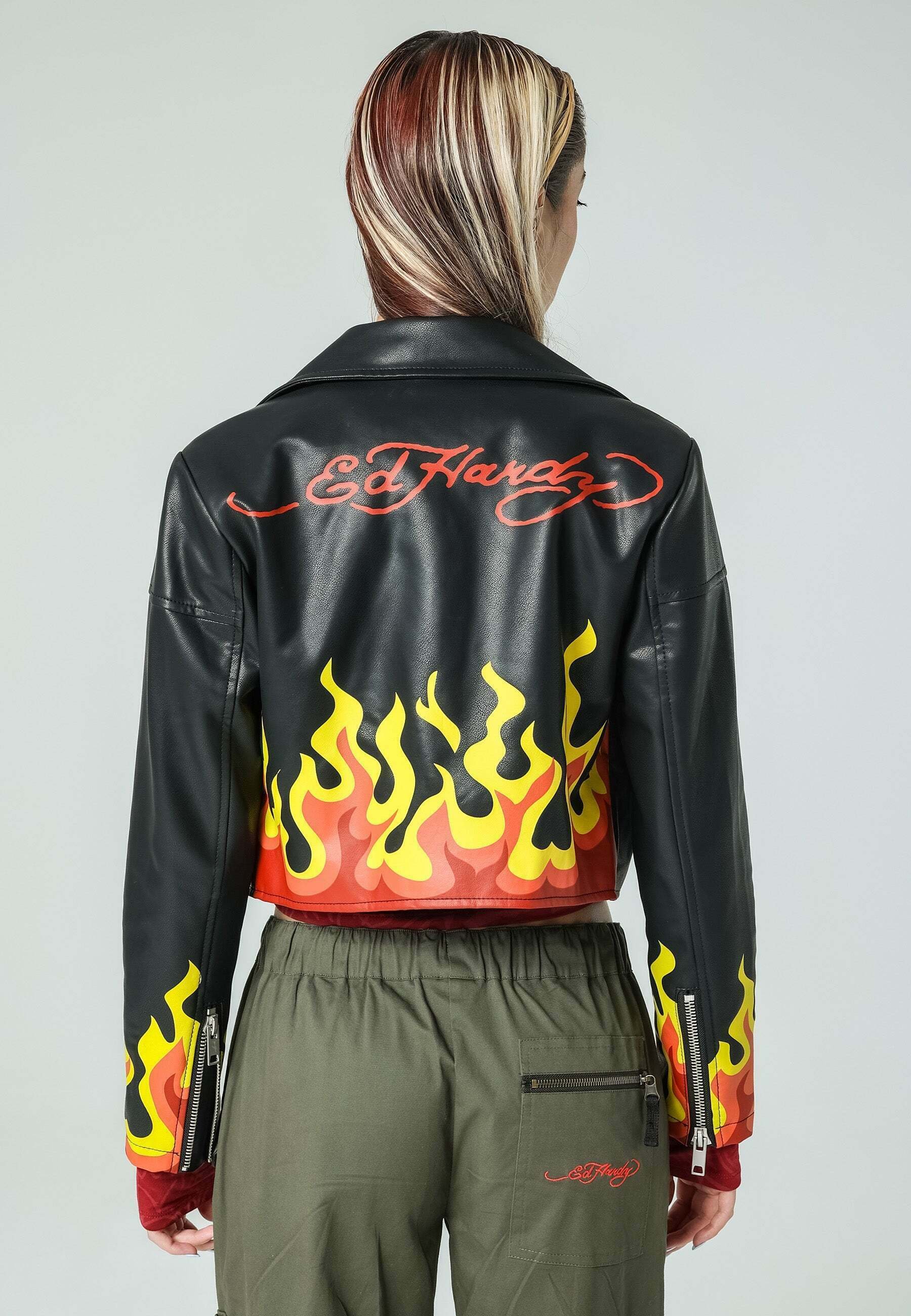 Ed Hardy FLAMING HEART - Faux leather jacket - black - Zalando