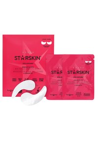 Pink packaging featuring stars, displaying two pairs of white bio-cellulose eye masks labeled "Eye Catcher" and "Smoothing."