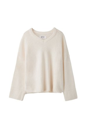 Stradivarius, V-NECK KNIT SWEATER - Pullover - beige