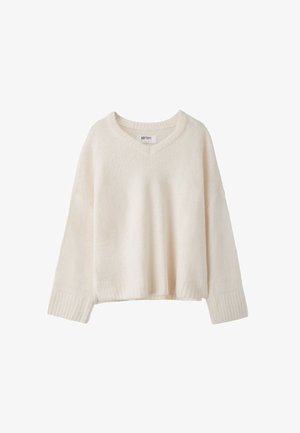 Stradivarius, V-NECK KNIT SWEATER - Pullover - beige