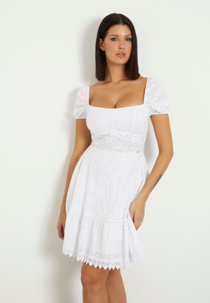 21+ White Dress With Fringe Sleeves