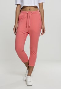 Urban Classics LADIES OPEN EDGE TERRY TURN UP PANTS - Tréningruha alsók - coral