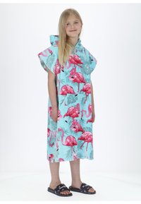 Blount & Pool TROPICAL BEACH PONCHO JR UNISEX - Ρόμπα - turquoise flamingo