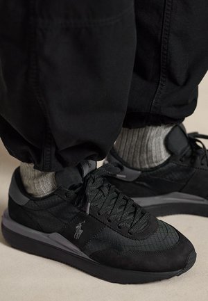 Polo Ralph Lauren TRAIN 89 NUBUCK & OXFORD SNEAKER - Tossud - black/grey