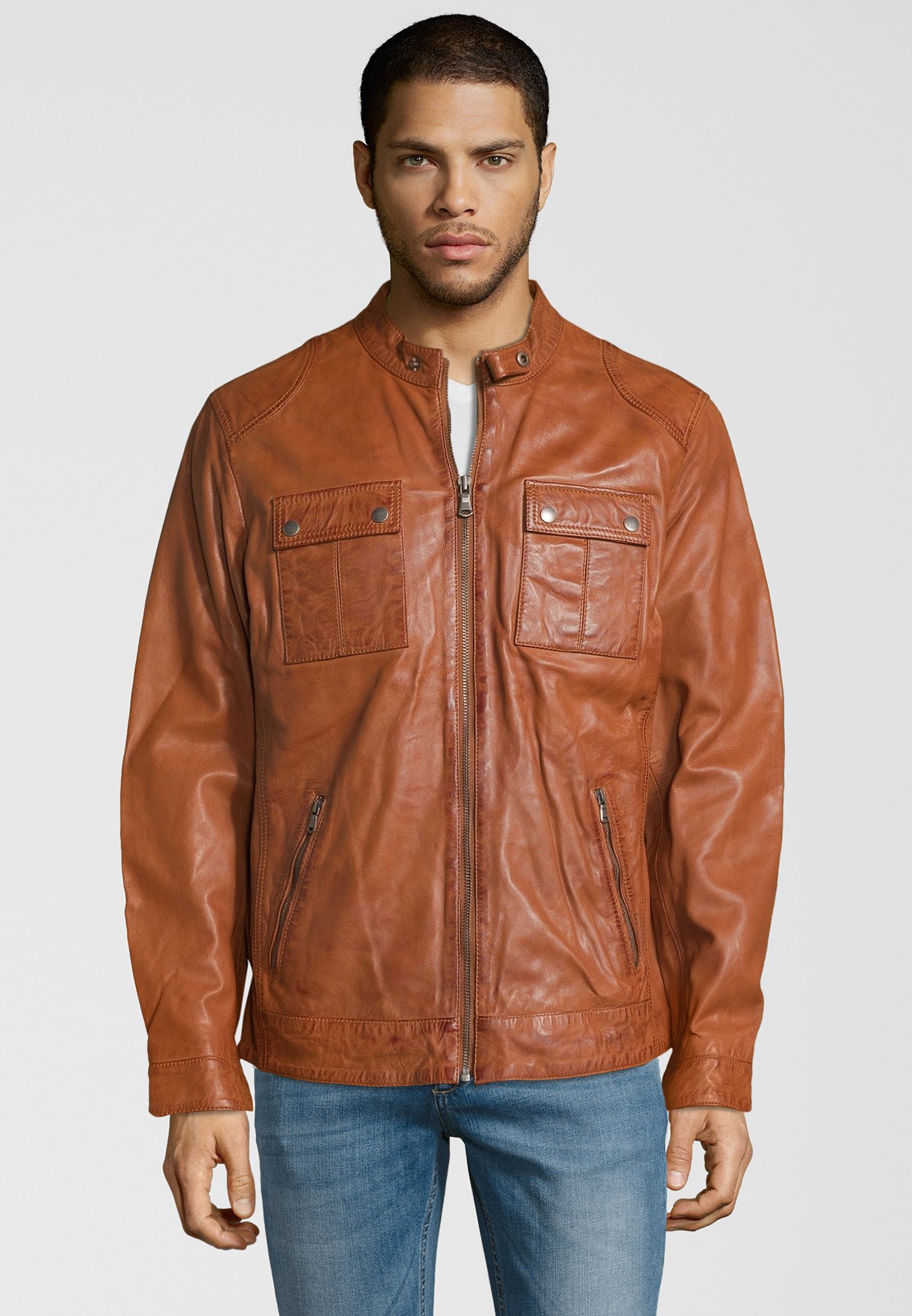 Pioneer Authentic Jeans Giacca di pelle - mocca/marrone - Zalando.it
