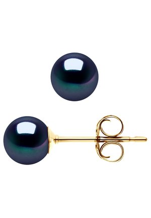 GRACE EARRINGS FRESHWATER PEARL 6-7 MM YELLOW GOLD 375/1000 AAA+ - Boucles d'oreilles - bleu nuit