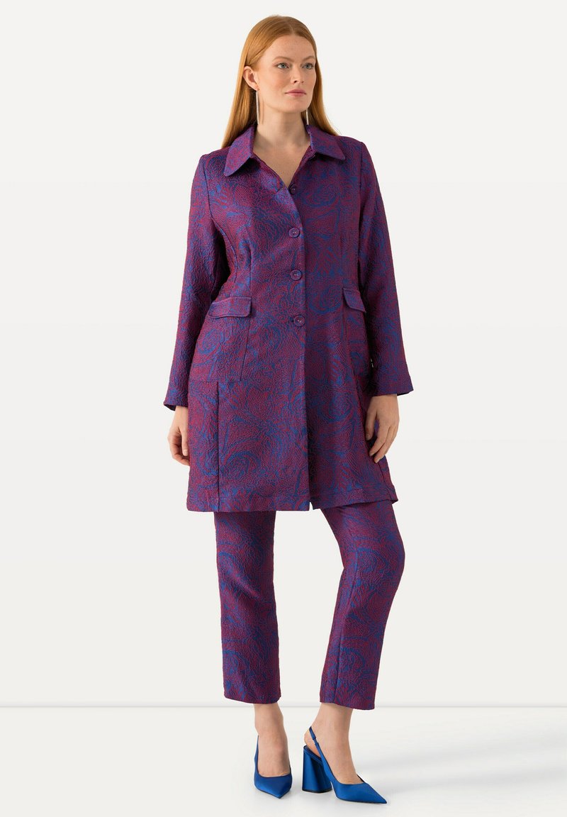 Ulla Popken Cappotto Duffelcoat Donna In Misto Lana: Linea A Con Cappuccio E Chiusura Lampo, Taglie Comode
