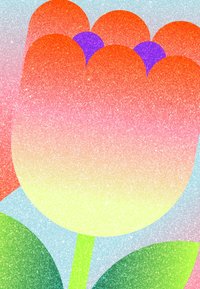 Abstrakts dizains, kur liela rozā tauriņa forma ir izvietota uz gludas rozā arkas, kas ir novietota uz vienkrāsaina zilā fona.