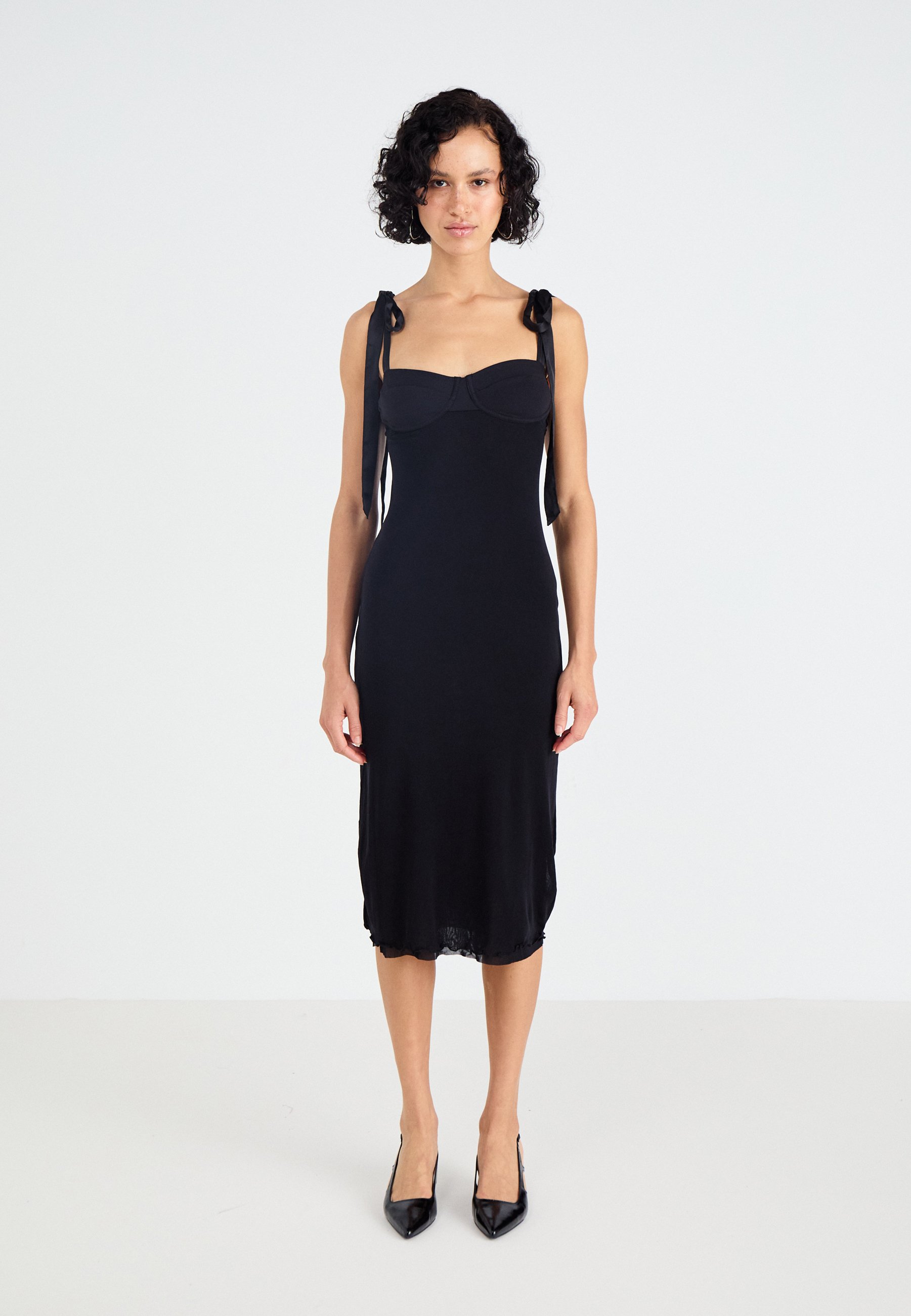 Free People GIRLS GOT GLAM SLIP - Jersey dress - black - Zalando.co.uk