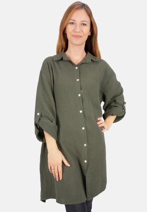 JESSY MUSSELIN OVERSIZED - Hemdbluse - dark khaki