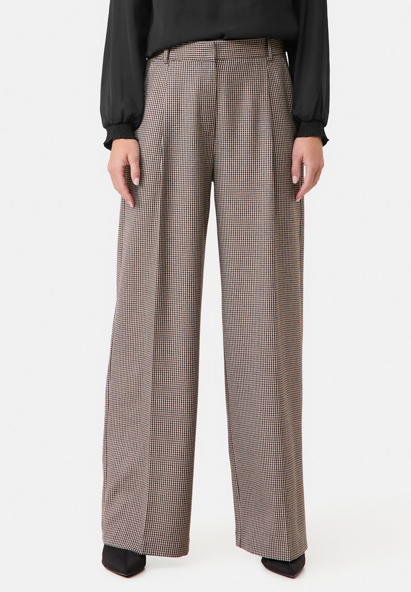 Gerry Weber MIT HAHNENTRITT - Stoffhose - schwarz caramell gemustert