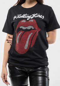 Paradiso Clothing THE ROLLING STONES DIAMANTE LOGO AND TONGUE - Print T-shirt - black