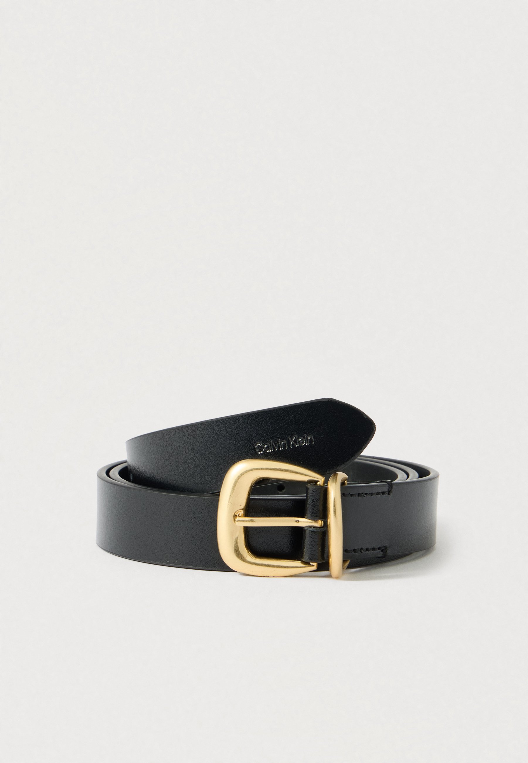Calvin Klein PIECE LOGO BUCKLE BELT - Belt - black/antique 
