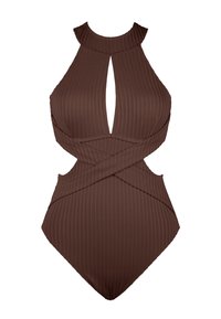Cupshe HANGING NECK  - Jednodílné plavky - dark brown