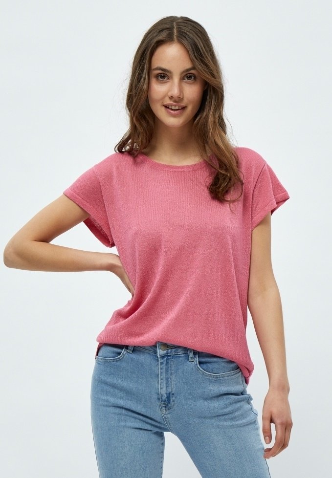 Minus - MICARLINA KNIT TEE - T-shirts basic - pink flamingo lurex, Forstør