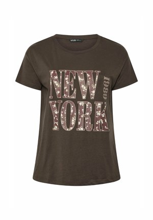 Yours Clothing, PLUS SIZE T-SHIRTS - T-Shirt print - chocolate