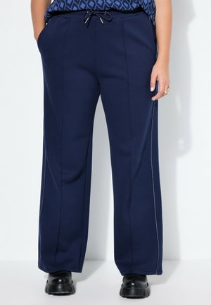 WIDE LEGS PIPING STRIPES HIGH WAIST - Træningsbukser - marine