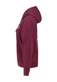 Viininpunainen huppari, jossa on etutasku, kiristysnauhallinen huppu ja rintakehän graafinen kuvio. Valmistettu pehmeästä kankaasta, rento istuvuus.