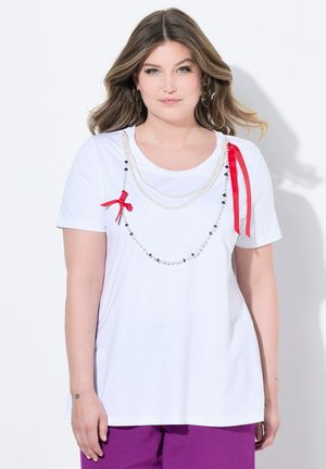 MIAMODA T-SHIRT, A-LINE, DETACHABLE DECORATIVE BEAD CHAINS - T-shirt print - snow white