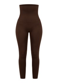 Hoge taille, naadloze leggings in een uniforme donkerbruine kleur. Gemaakt van een gladde, rekbare stof met een aansluitend ontwerp.