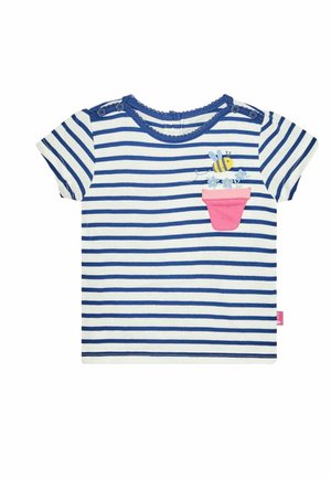 JoJo Maman Bébé BEE APPLIQUE POCKET REGULAR FIT - Marškinėliai su spaudiniu - ecru navy stripe