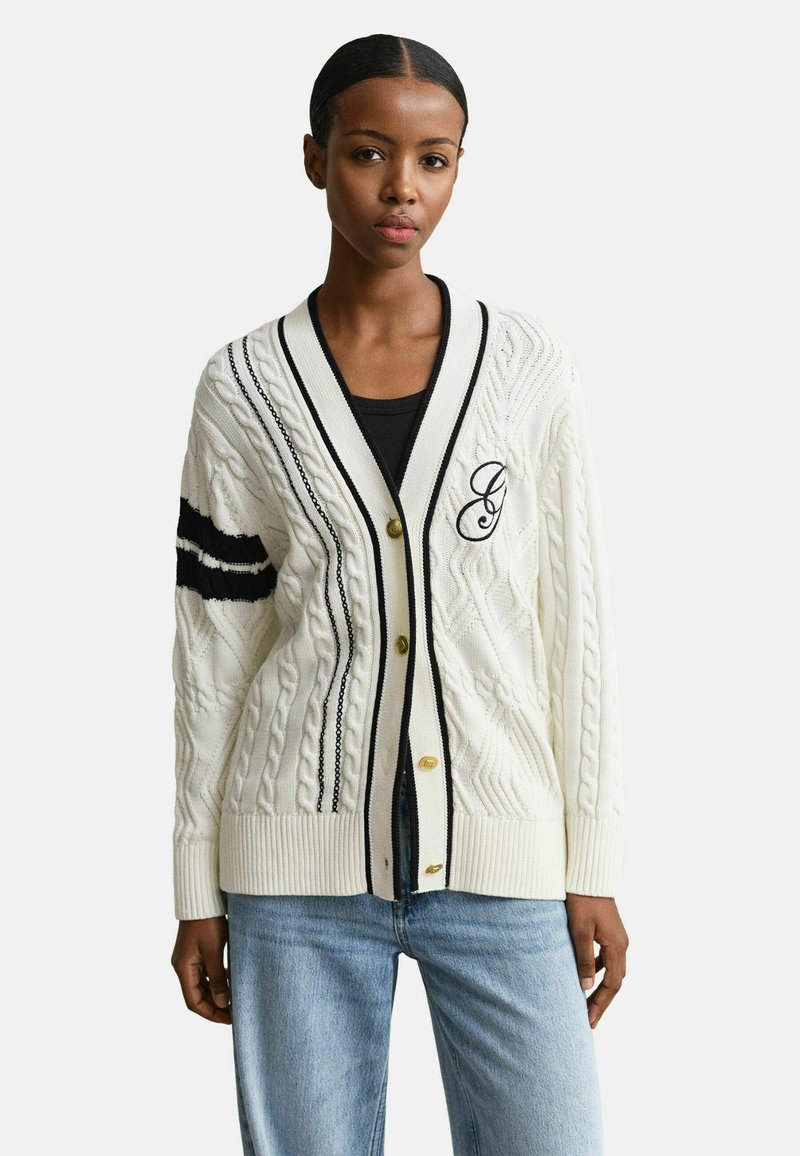 GANT VARSITY CABLE - Kardigan - eggshell