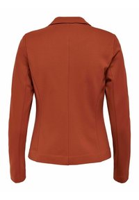Veste cintrée pour femmes de couleur rouille avec manches longues, détails de couture au dos et col cranté, vue de dos.